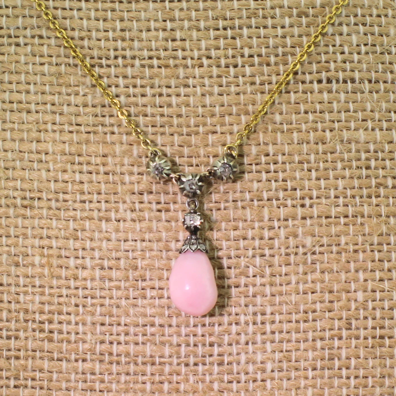Victorian Natural Conch Pearl & Old Cut Diamond Pendant, circa 1890 - Image 3