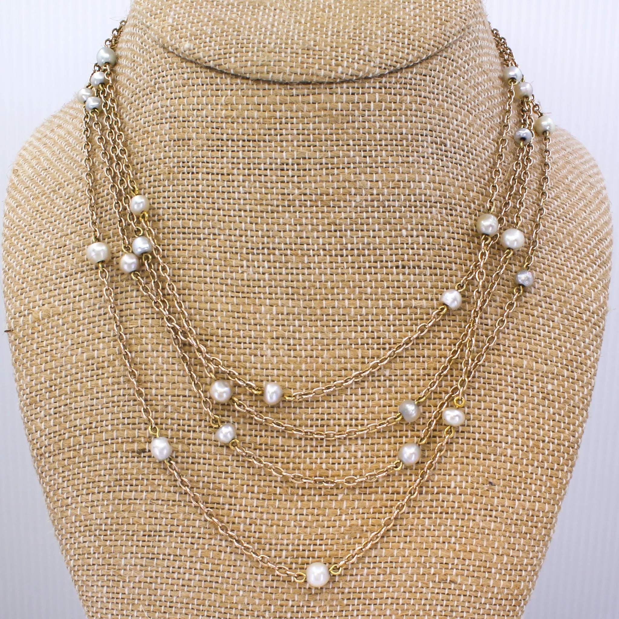 Victorian Natural Pearl Longuard Chain, circa 1870 - Image 3