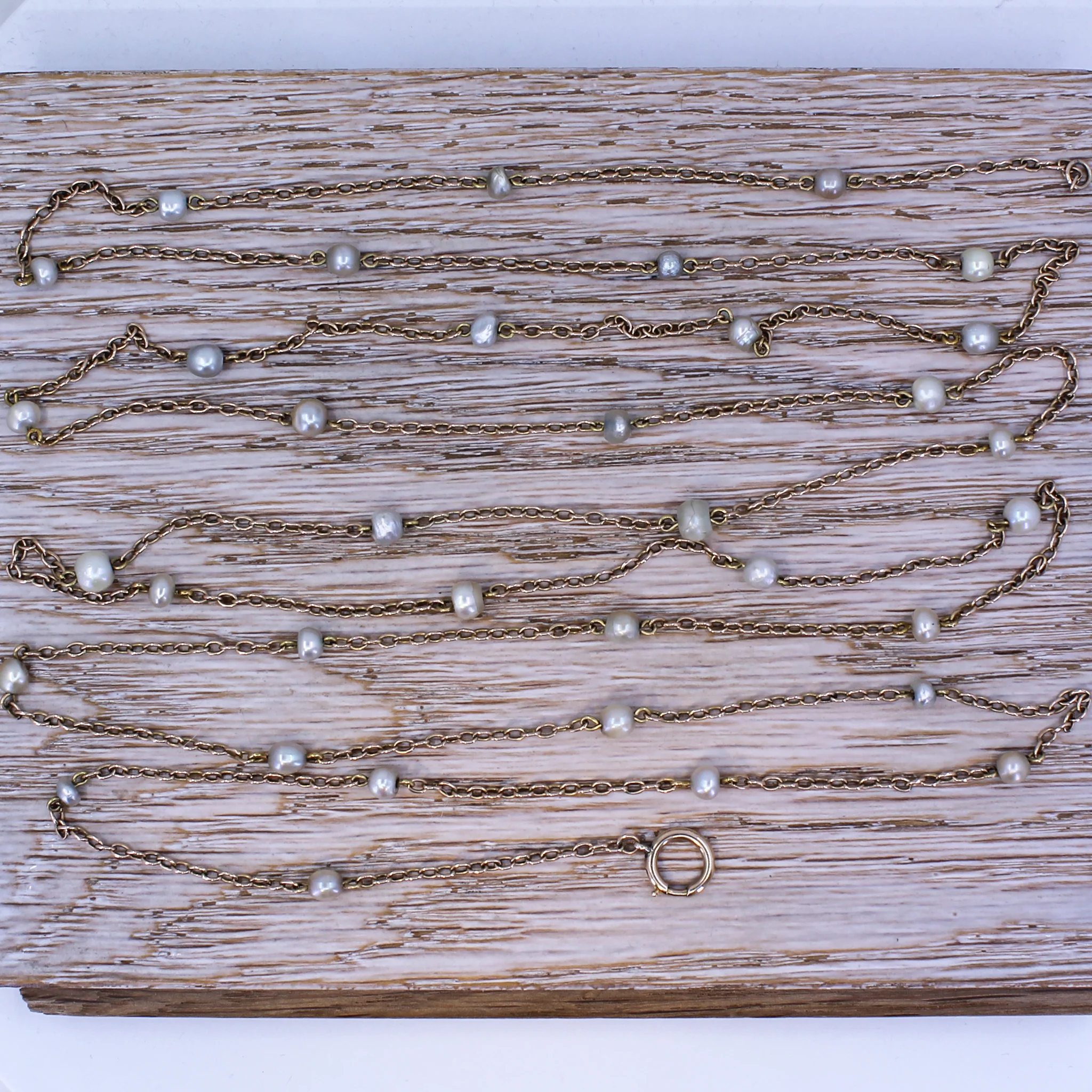 Victorian Natural Pearl Longuard Chain, circa 1870 - Image 4