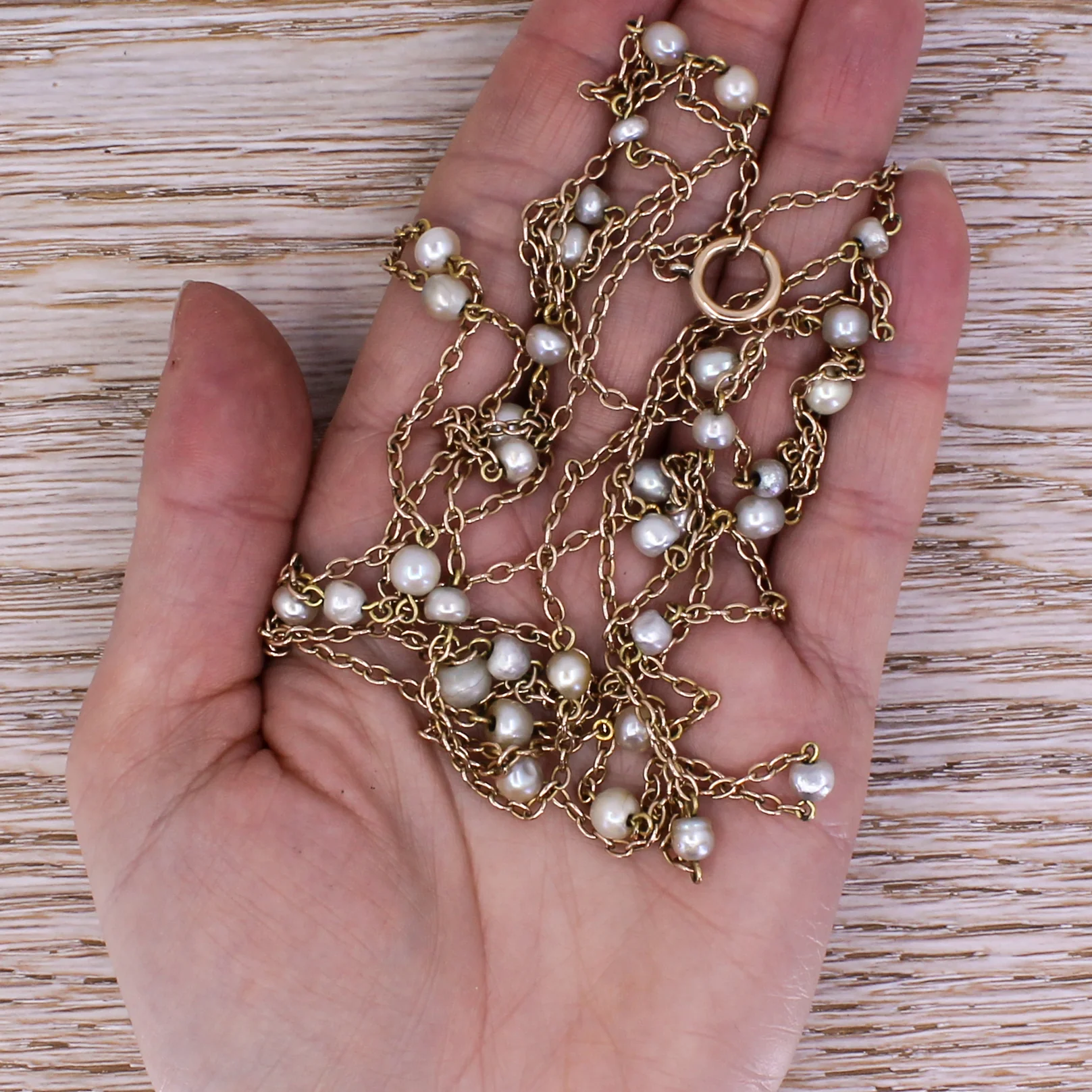 Victorian Natural Pearl Longuard Chain, circa 1870 - Image 6