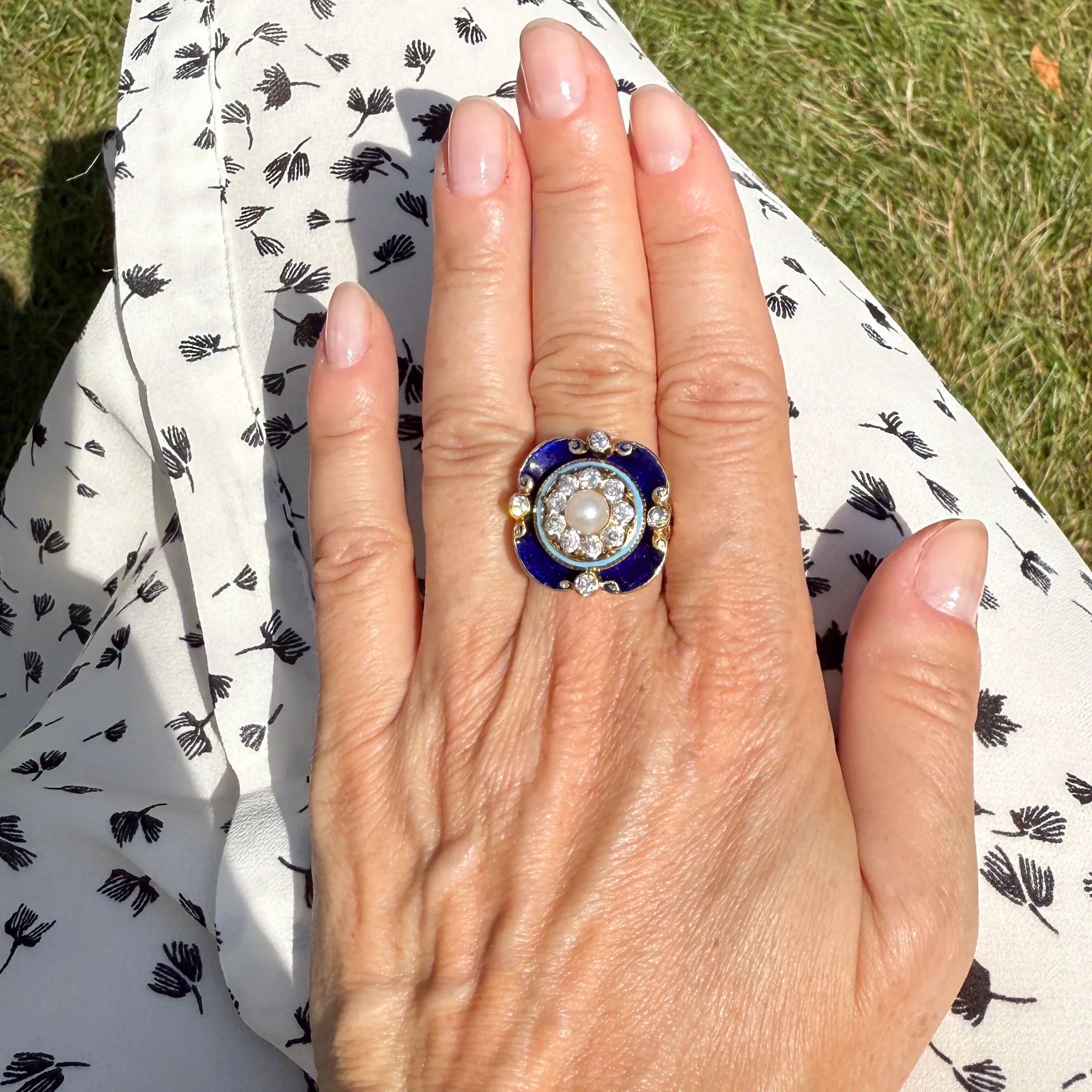 Victorian Pearl, Diamond & Enamel Ring, circa 1900 - Image 7