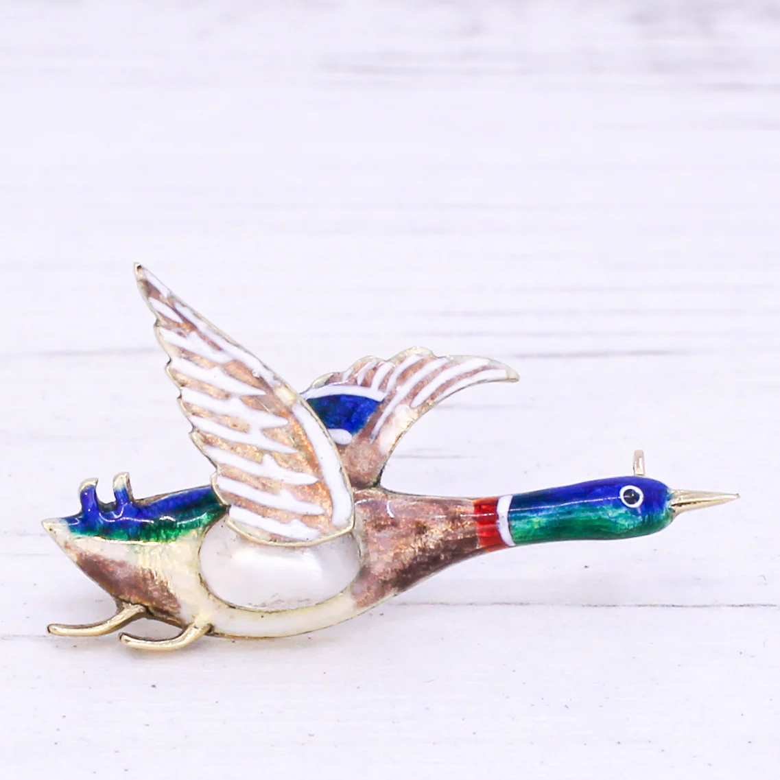 Victorian Pearl & Enamel Duck Brooch, circa 1900 - Image 5