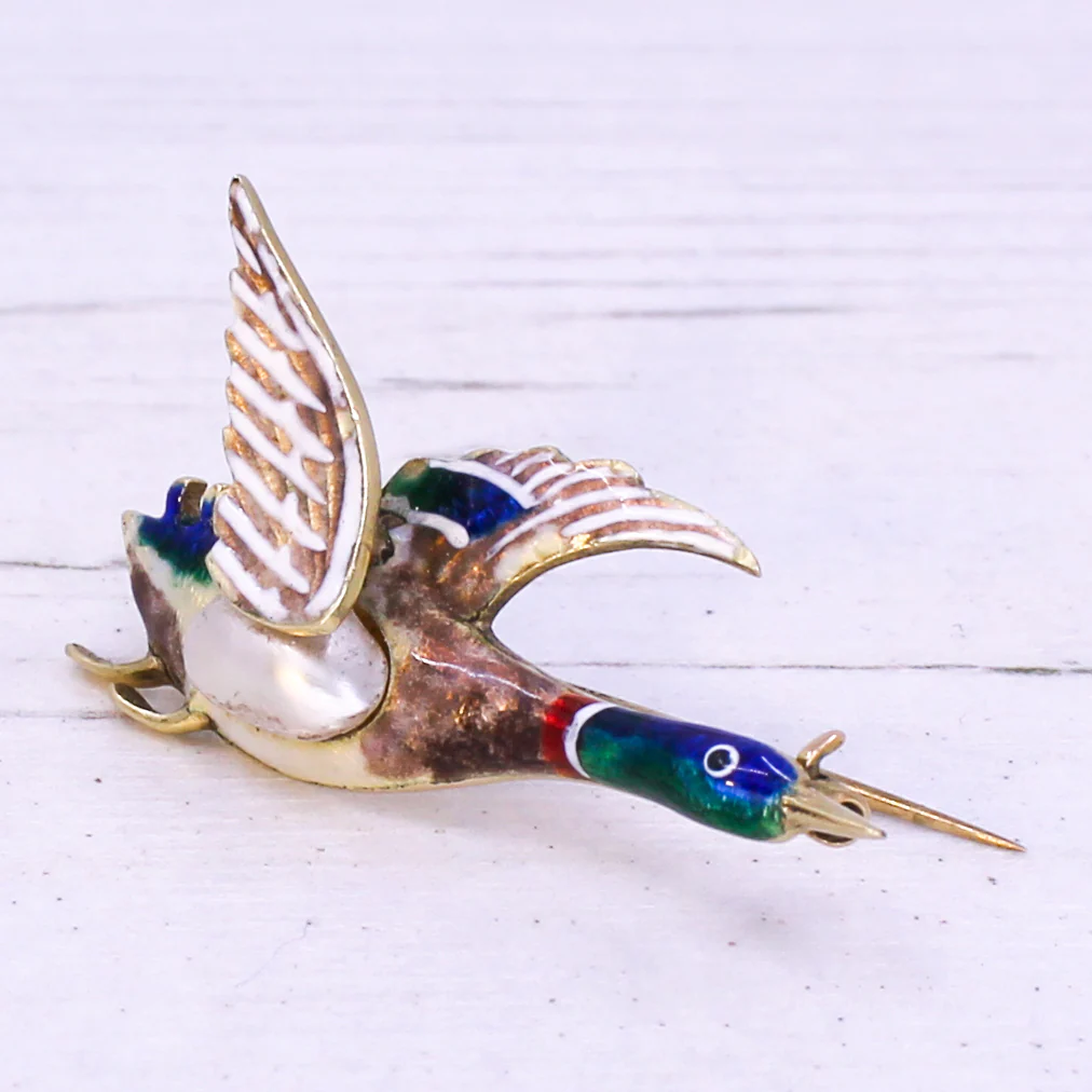 Victorian Pearl & Enamel Duck Brooch, circa 1900 - Image 6