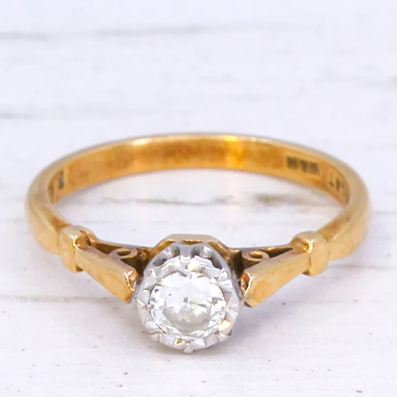 Vintage 0.30 Carat Brilliant Cut Diamond Engagement Ring, circa 1960 - Image 3