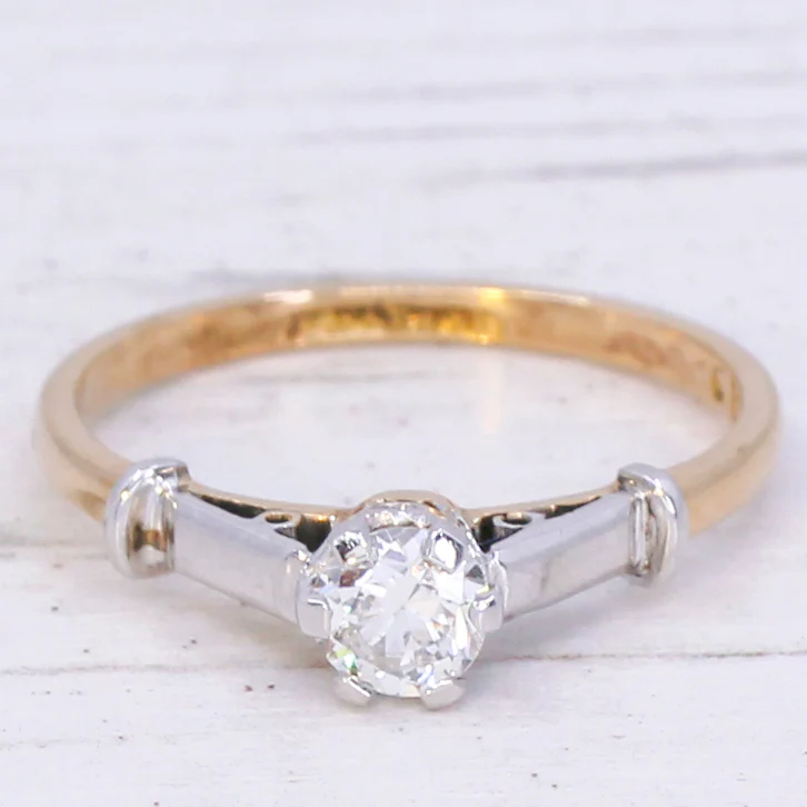 Vintage 0.35 Carat Transitional Cut Diamond Engagement Ring, circa 1950 - Image 3