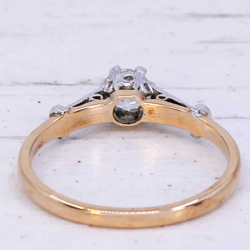 Vintage 0.35 Carat Transitional Cut Diamond Engagement Ring, circa 1950 - Image 4