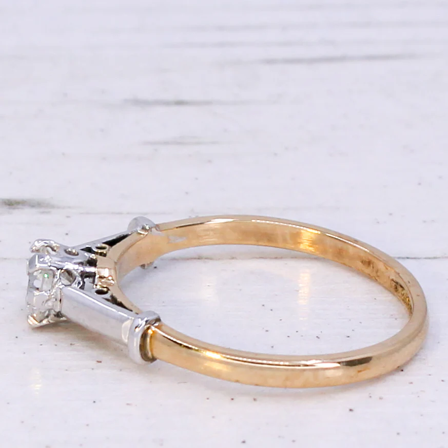 Vintage 0.35 Carat Transitional Cut Diamond Engagement Ring, circa 1950 - Image 5