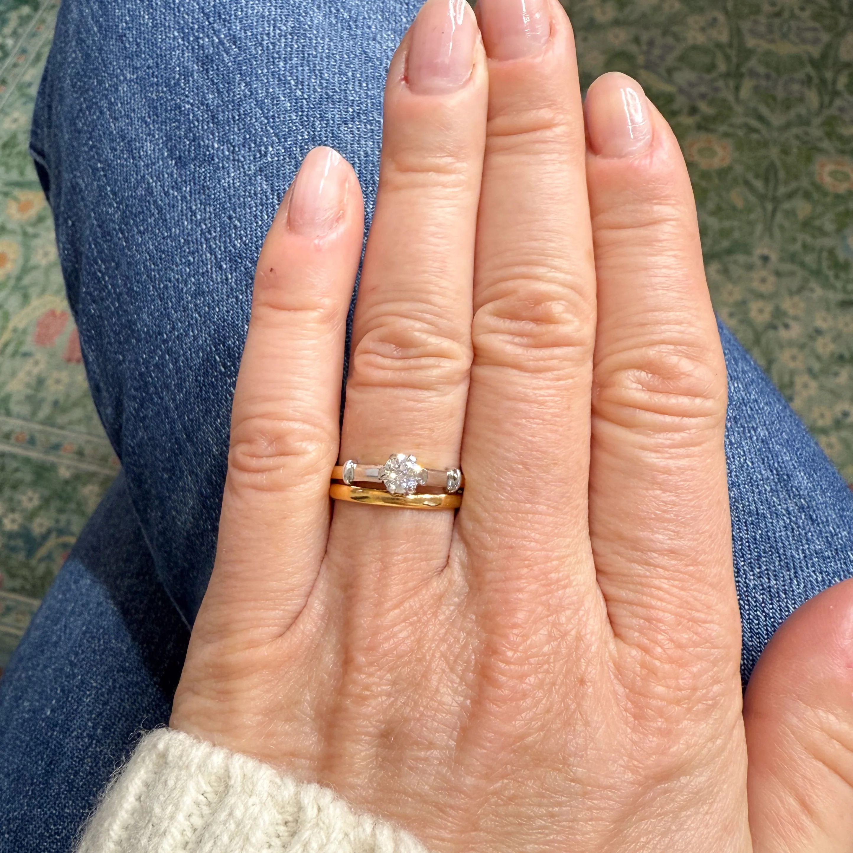 Vintage 0.35 Carat Transitional Cut Diamond Engagement Ring, circa 1950 - Image 6