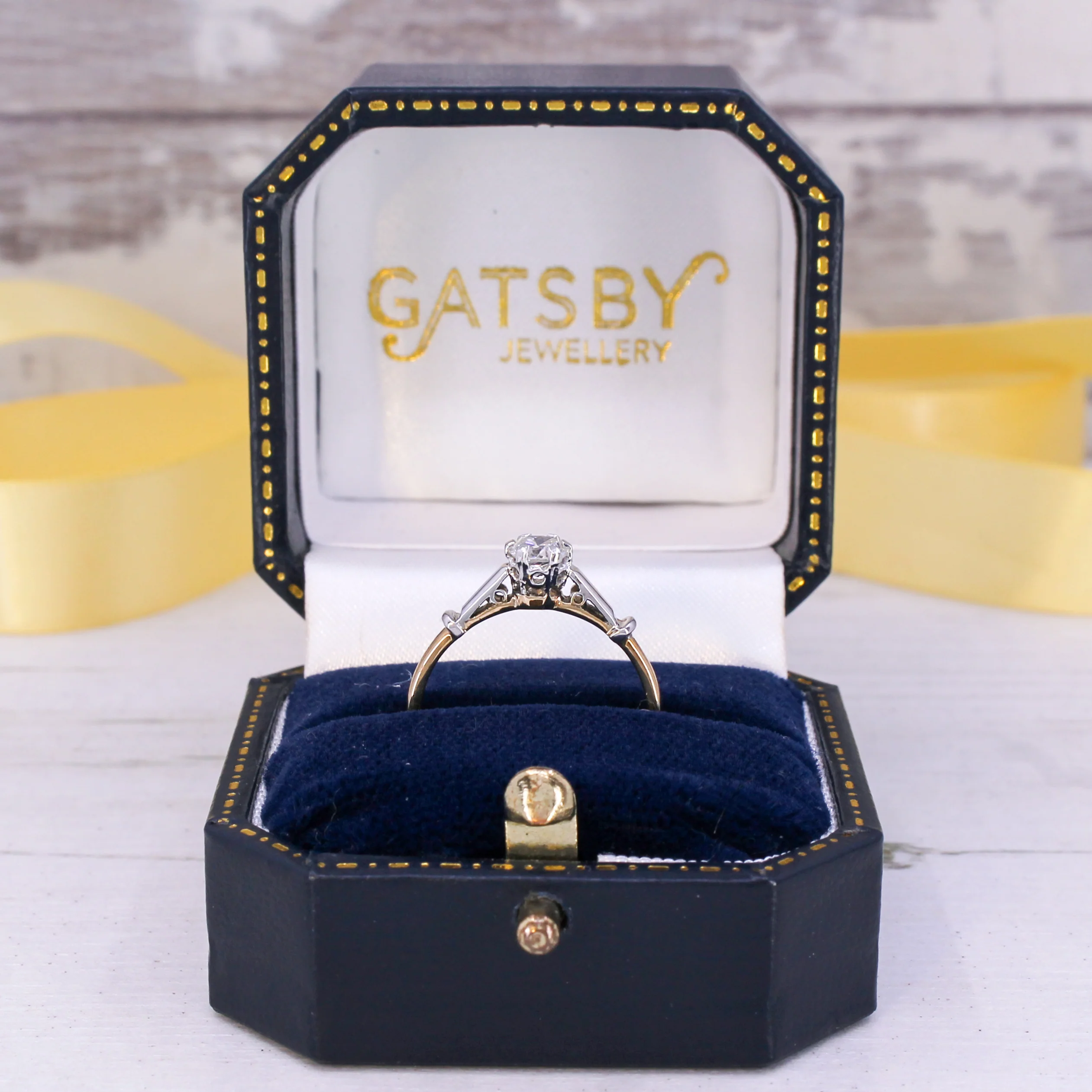 Vintage 0.35 Carat Transitional Cut Diamond Engagement Ring, circa 1950 - Image 7