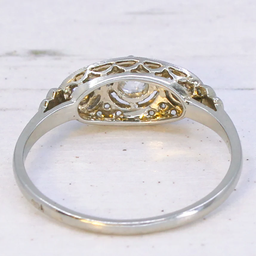 Vintage 0.36 Carat Old Cut Diamond Three Stone Ring, circa 1935 - Image 5