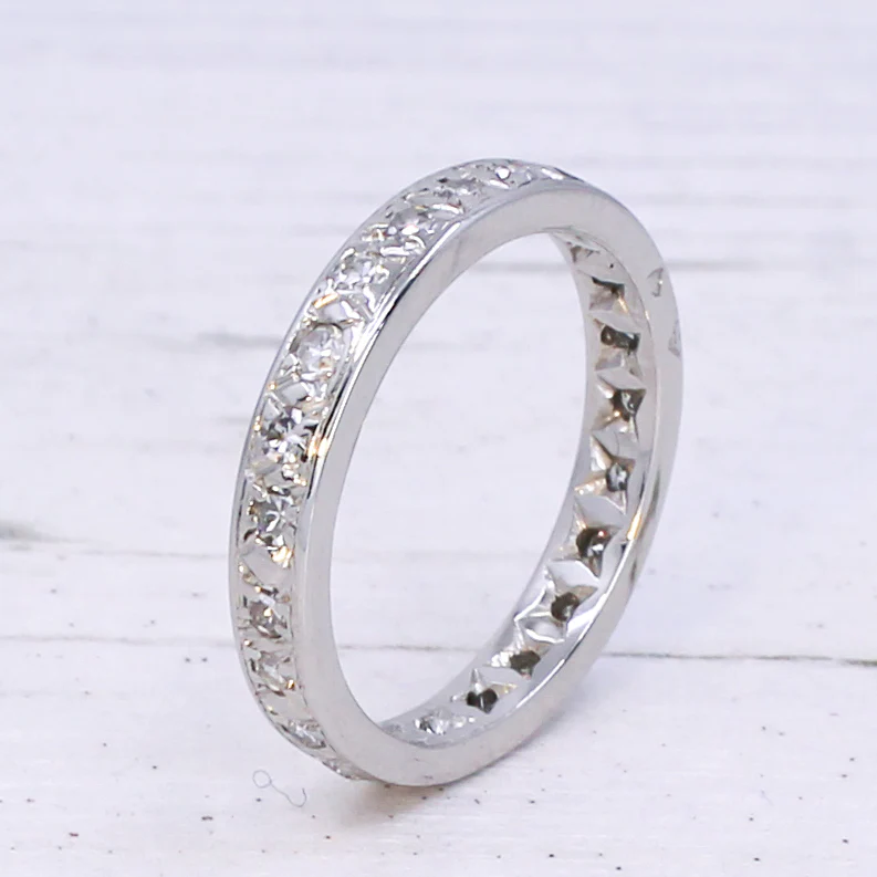Vintage 0.46 Carat Diamond Full Eternity Ring, Platinum, size L 1/2 - Image 4