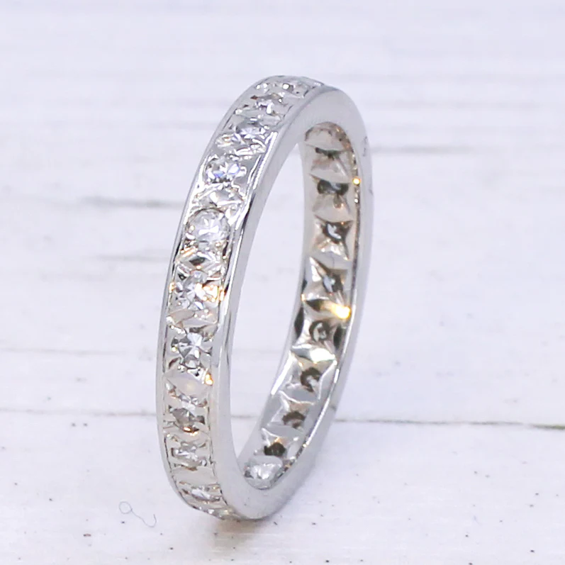 Vintage 0.46 Carat Diamond Full Eternity Ring, Platinum, size L 1/2 - Image 5