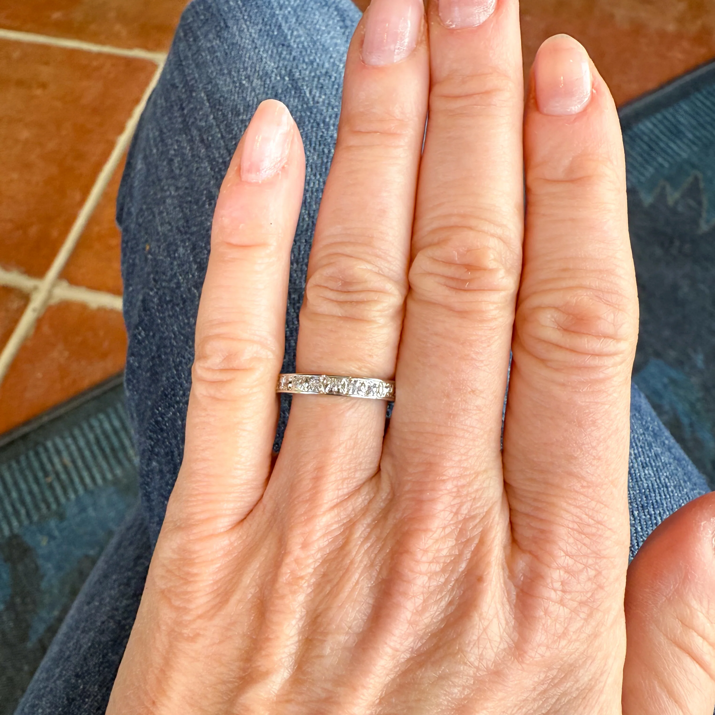 Vintage 0.46 Carat Diamond Full Eternity Ring, Platinum, size L 1/2 - Image 6
