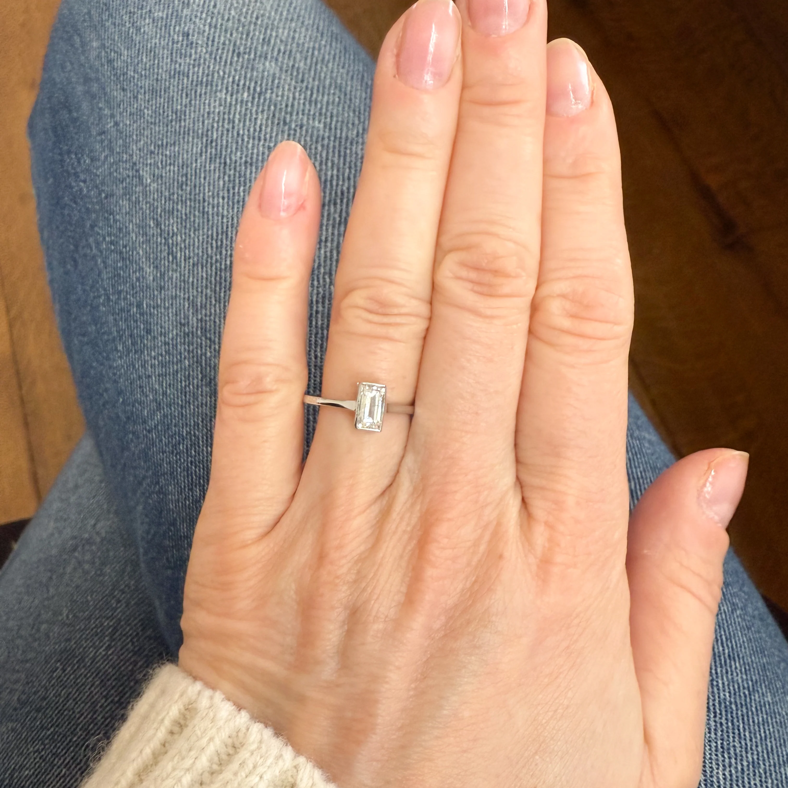 Vintage 0.50 Carat Baguette Cut Diamond Solitaire Ring, circa 1970 - Image 6