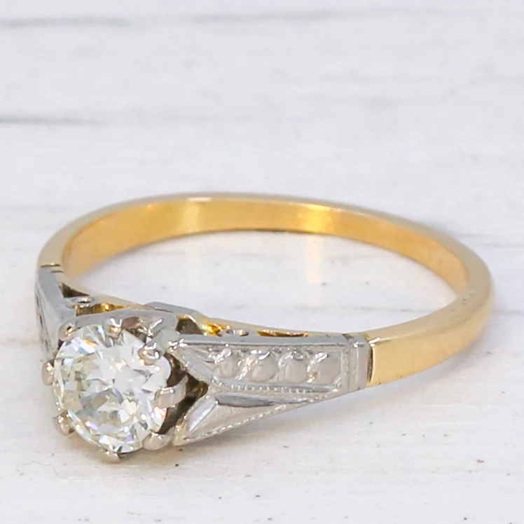 Vintage 0.50 Carat Brilliant Cut Diamond Engagement Ring, circa 1965