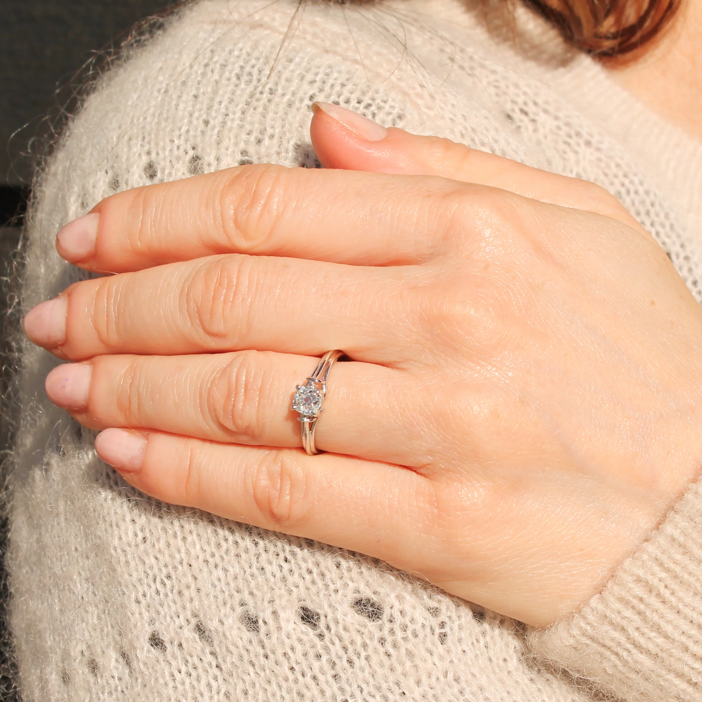 Vintage 0.53 Carat Old Cut Diamond Engagement Ring, circa 1960 - Image 2