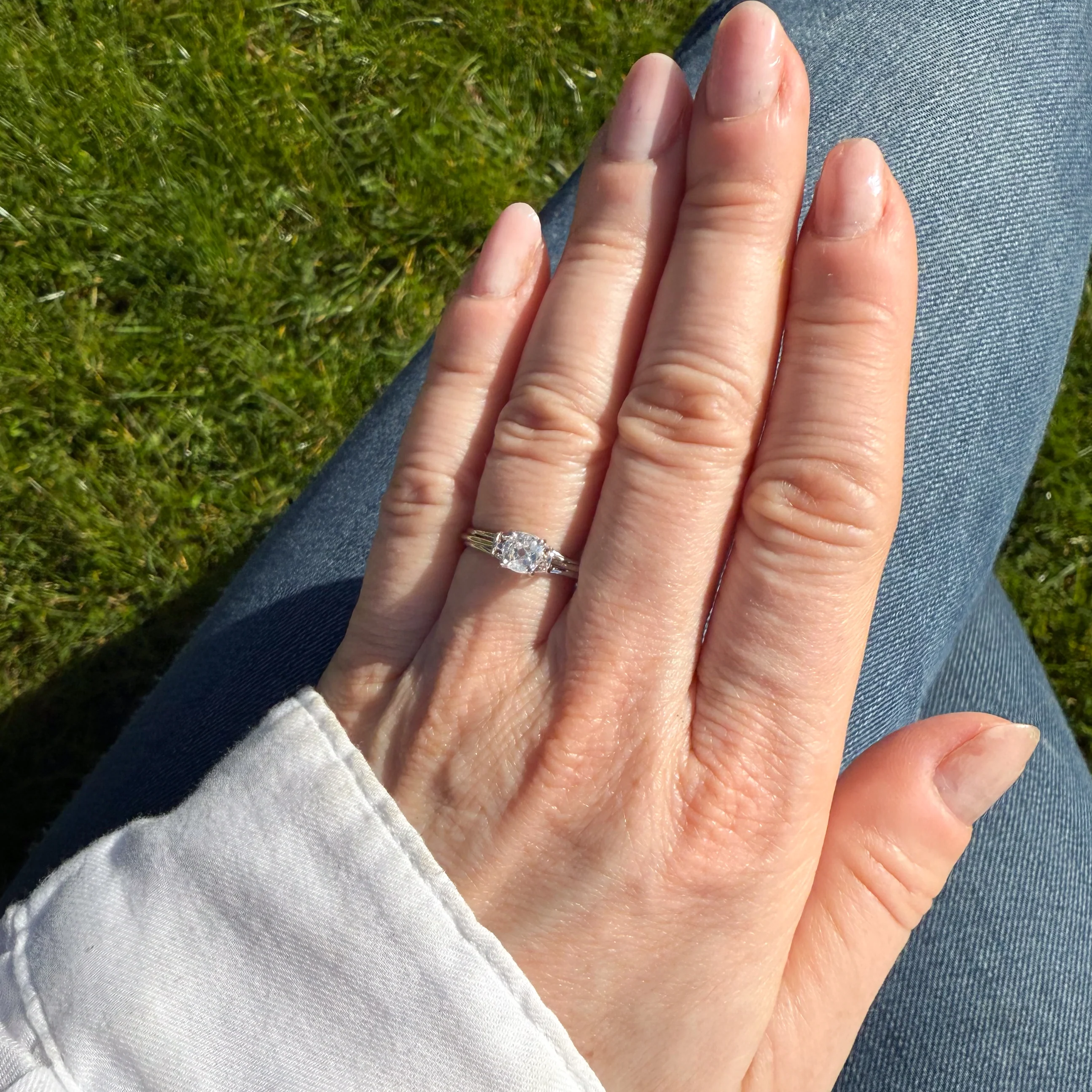 Vintage 0.53 Carat Old Cut Diamond Engagement Ring, circa 1960 - Image 6