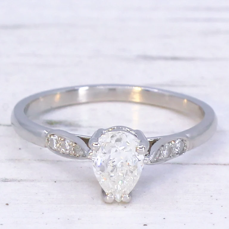 Vintage 0.61 Carat Old Pear Cut Diamond Engagement Ring, circa 1935 - Image 3