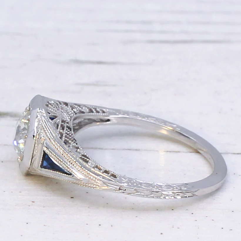 Vintage 0.73 Carat Old Cut Diamond & Sapphire, circa 1960 - Image 4