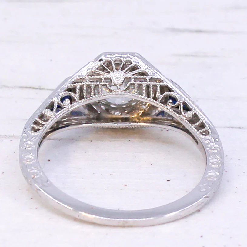 Vintage 0.73 Carat Old Cut Diamond & Sapphire, circa 1960 - Image 5