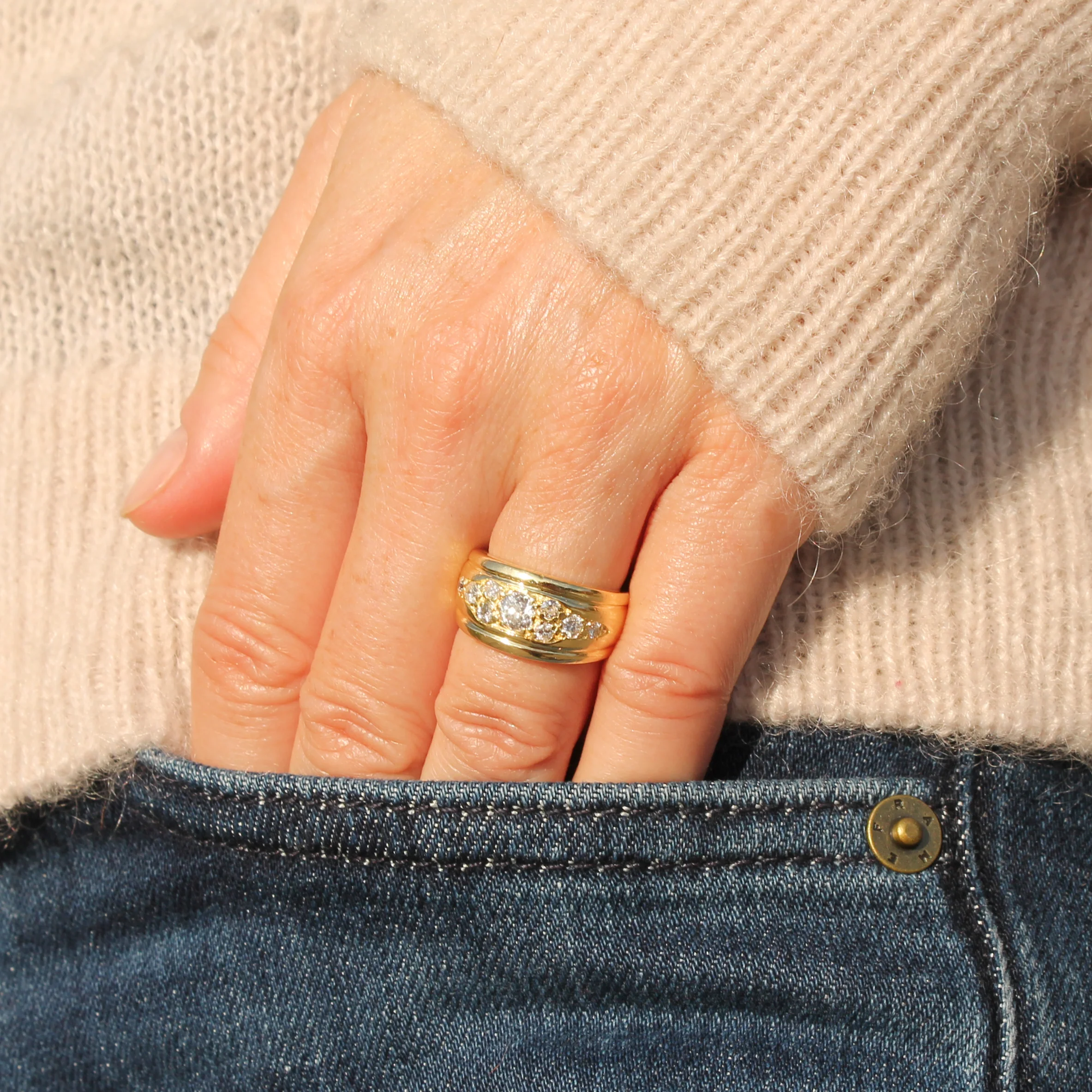 Vintage 0.85 Carat Diamond Cluster Ring, circa 1960 - Image 6
