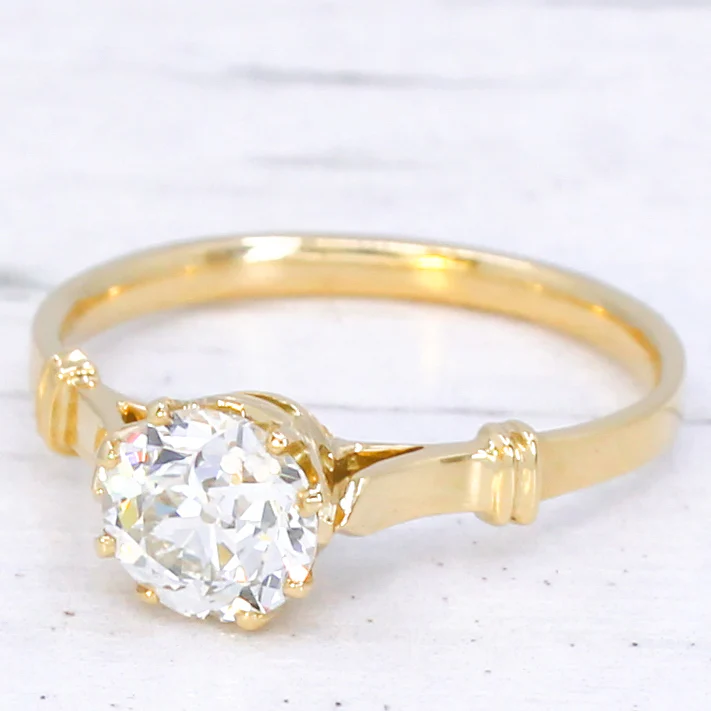 Vintage 0.93 Carat Old Cut Diamond Engagement Ring, circa 1930