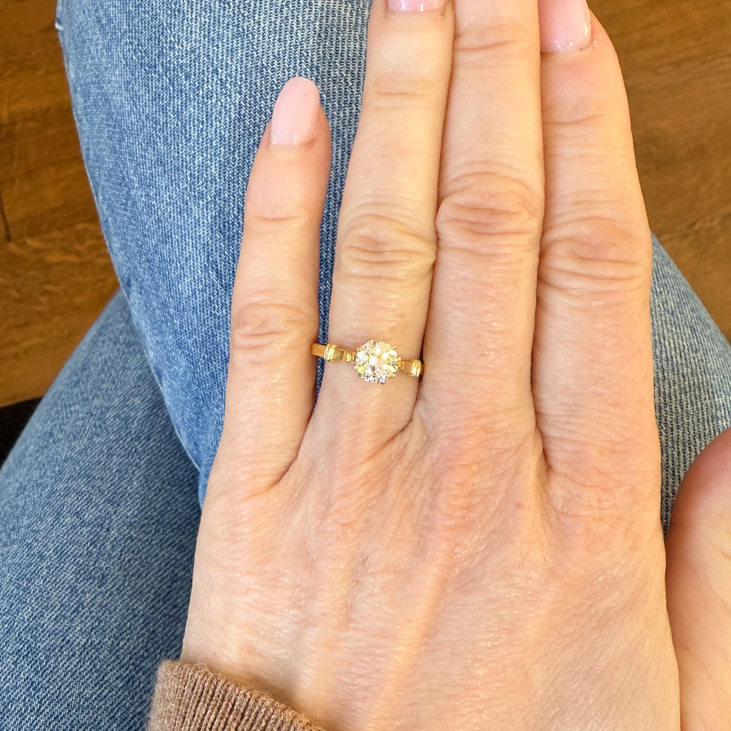 Vintage 0.93 Carat Old Cut Diamond Engagement Ring, circa 1930 - Image 6