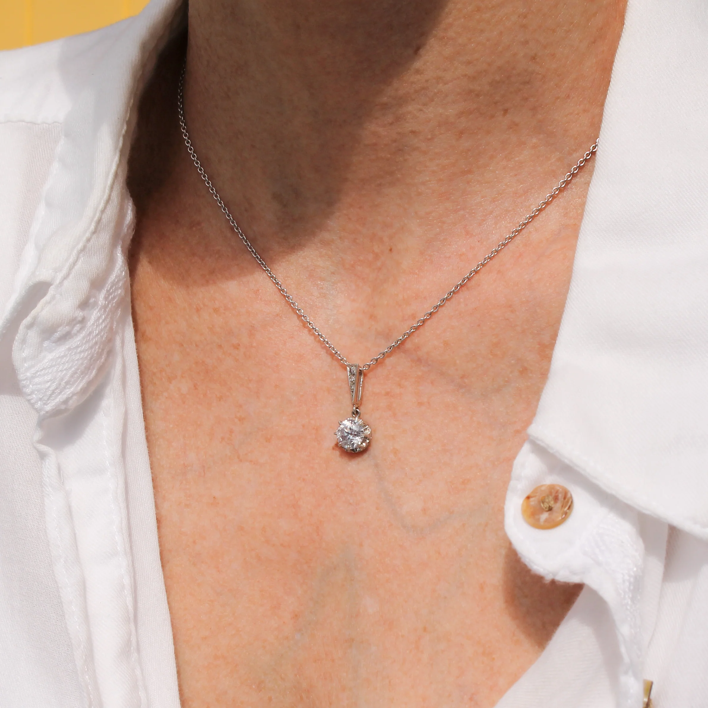 Vintage 1.05 Carat Old Cut Diamond Pendant, circa 1930 - Image 4