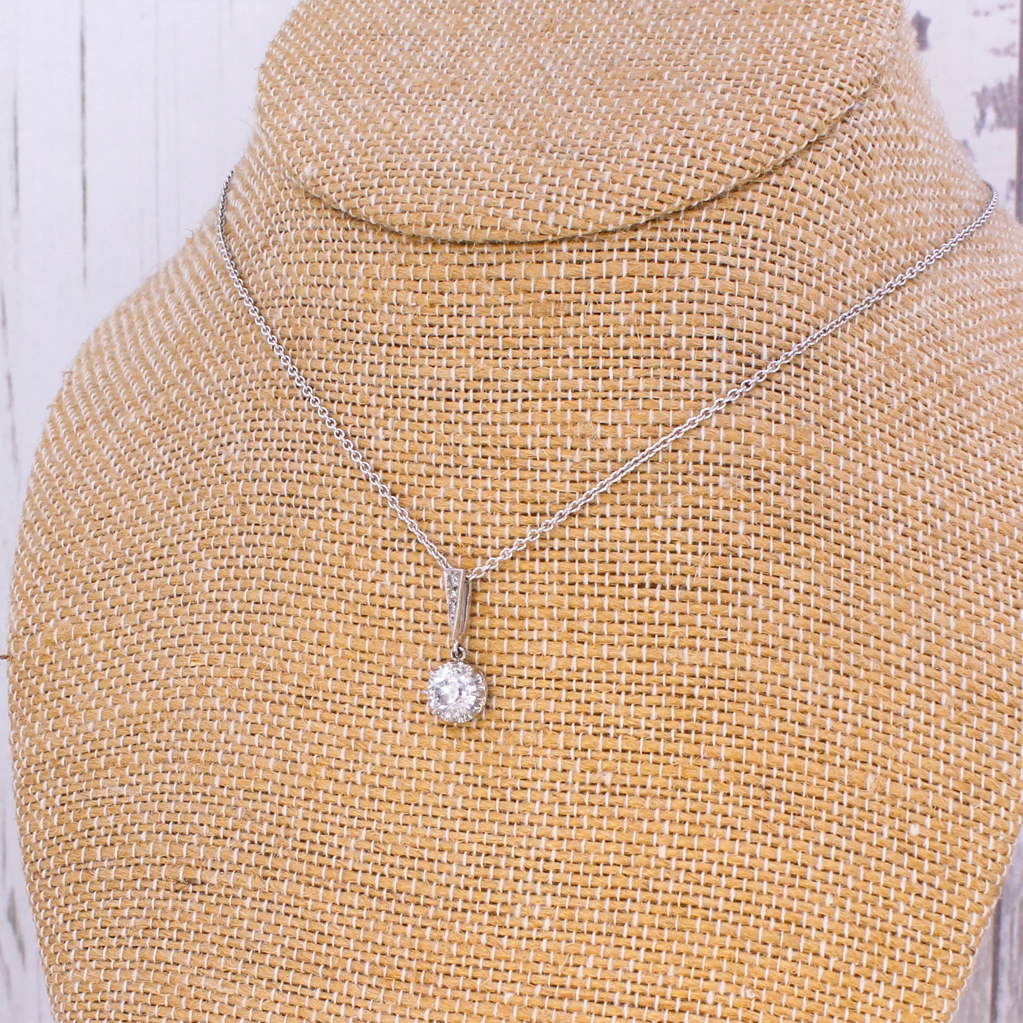 Vintage 1.05 Carat Old Cut Diamond Pendant, circa 1930 - Image 5