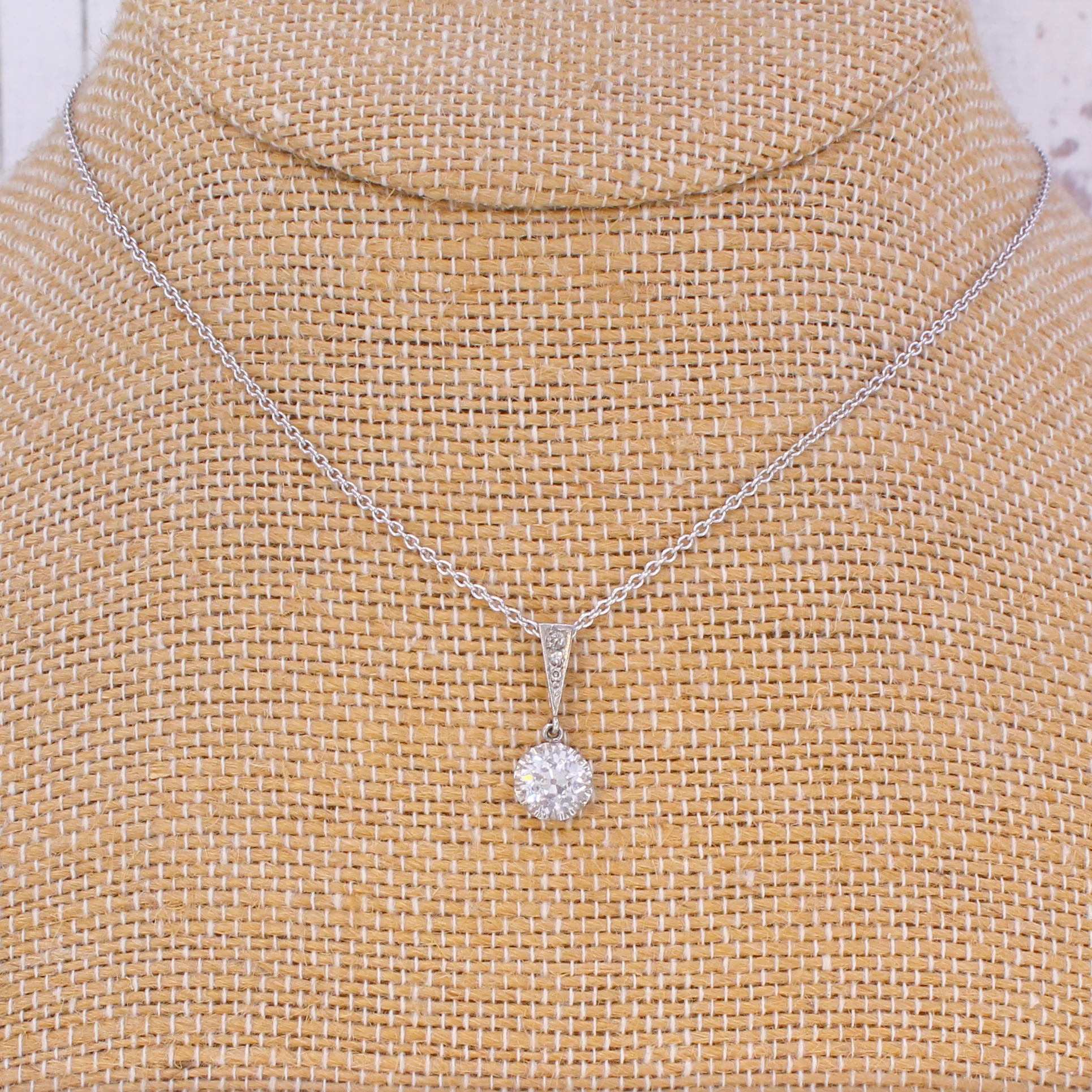 Vintage 1.05 Carat Old Cut Diamond Pendant, circa 1930 - Image 6