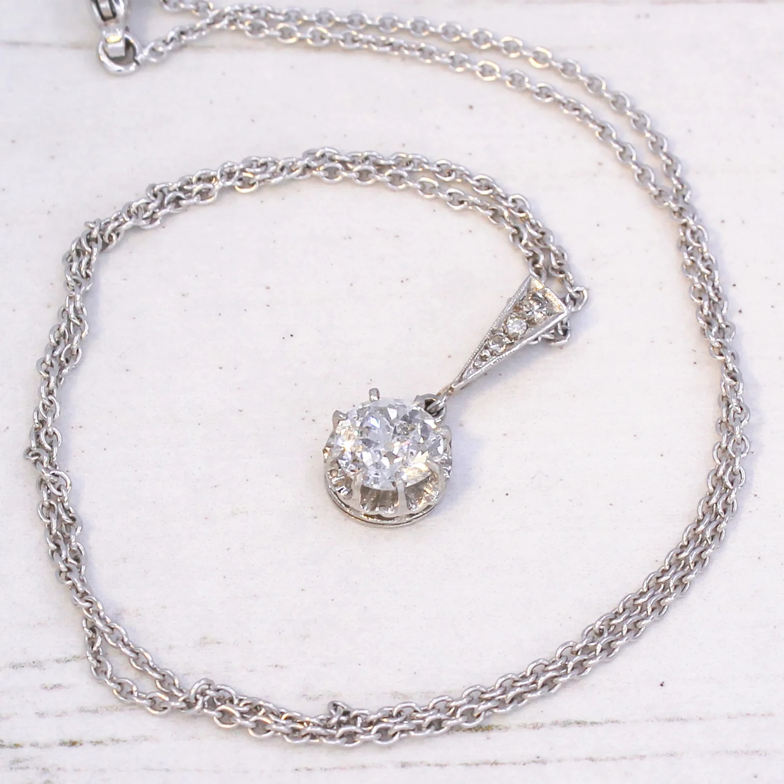 Vintage 1.05 Carat Old Cut Diamond Pendant, circa 1930 - Image 7