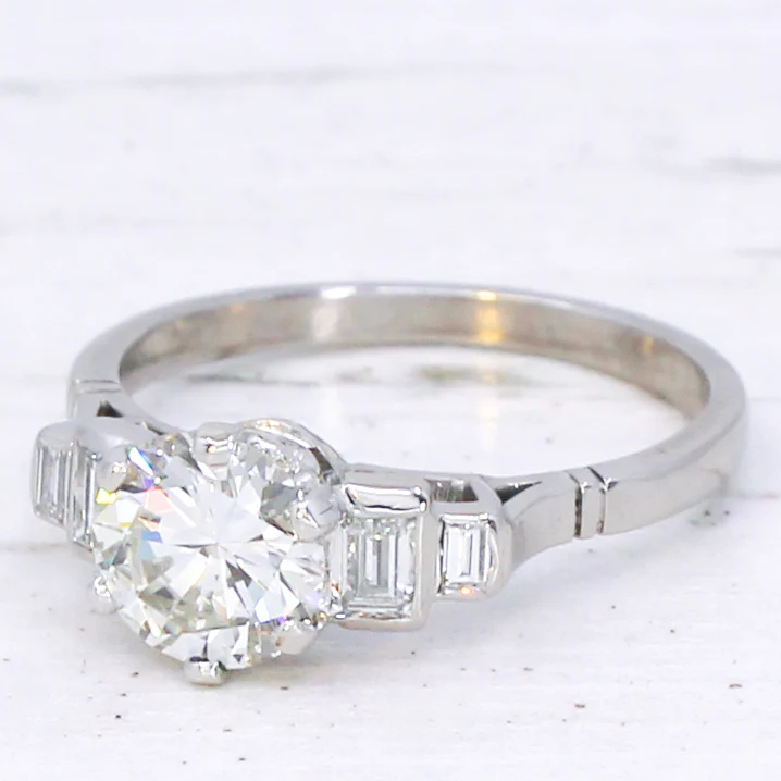 Vintage 1.06 Carat Transitional Cut Diamond Engagement Ring, circa 1960