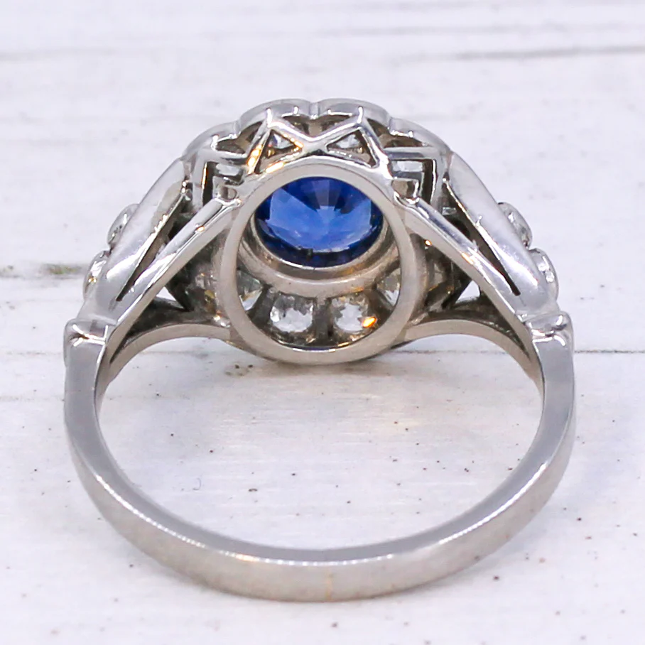 Vintage 1.06 Carat Unheated Burmese Sapphire & Diamond Ring, circa 1935 - Image 5