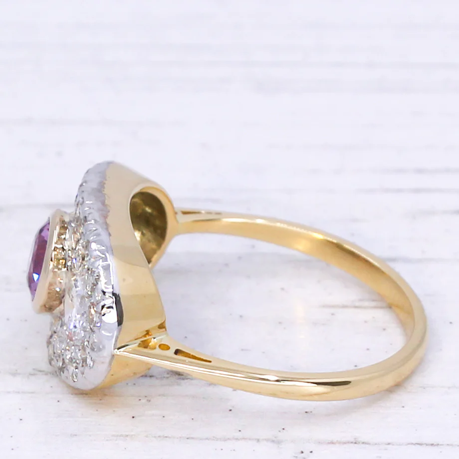 Vintage 1.08 Carat Unheated Pink Sapphire & Diamond Triple Cluster Ring, circa 1970 - Image 4