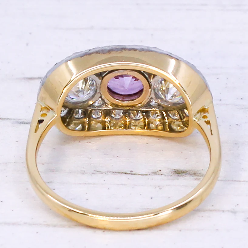 Vintage 1.08 Carat Unheated Pink Sapphire & Diamond Triple Cluster Ring, circa 1970 - Image 5