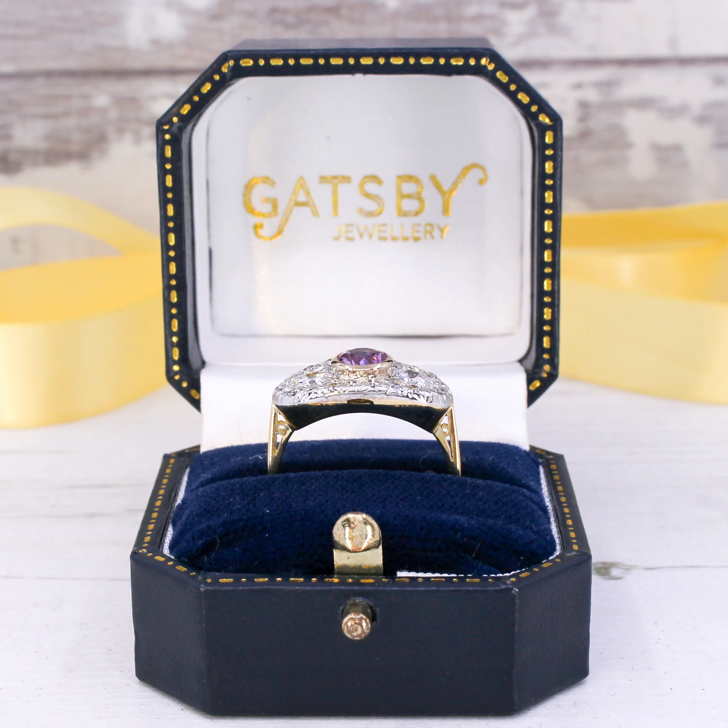 Vintage 1.08 Carat Unheated Pink Sapphire & Diamond Triple Cluster Ring, circa 1970 - Image 8
