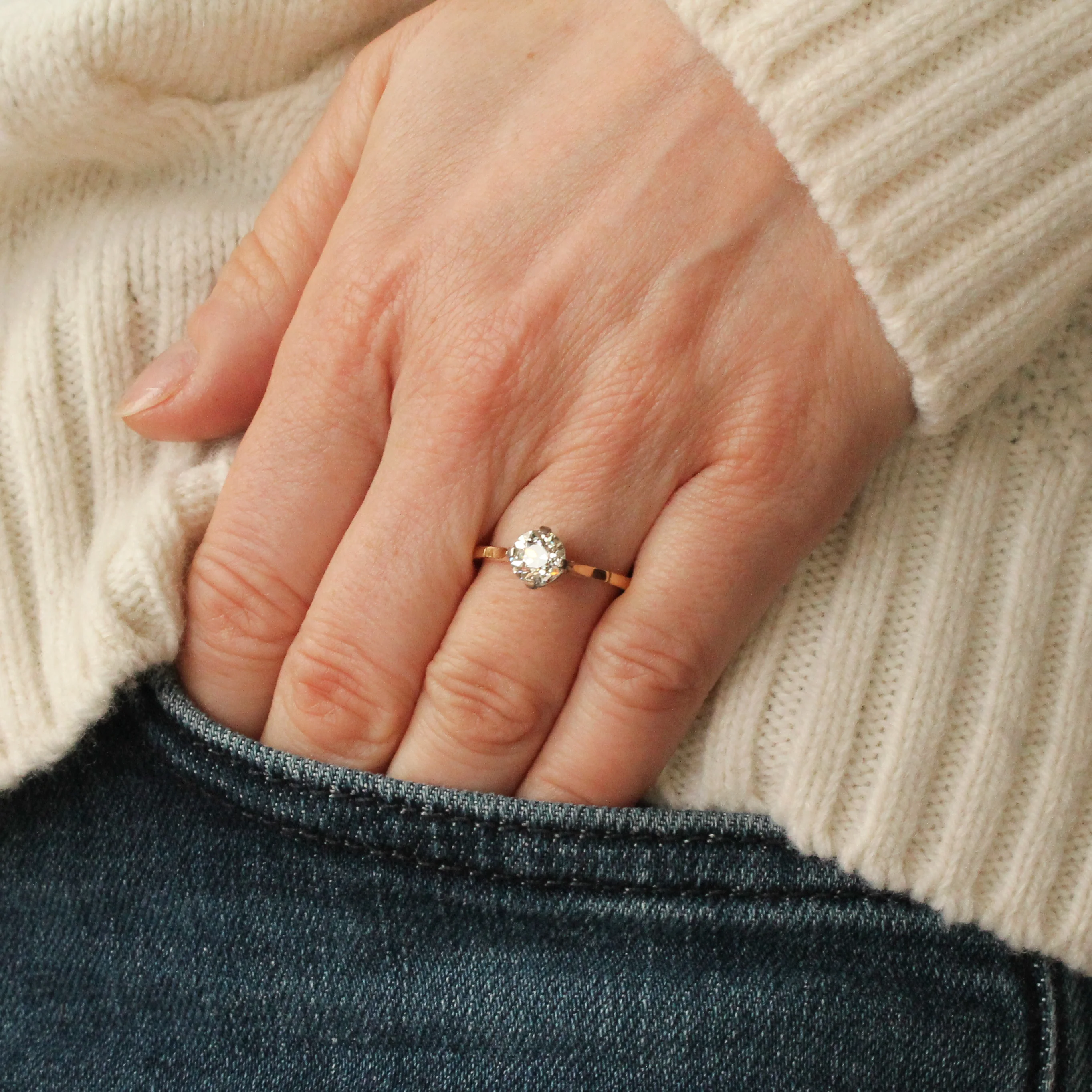 Vintage 1.09 Carat Old Cut Diamond Engagement Ring, circa 1935 - Image 7