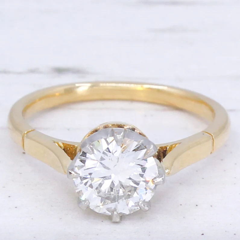 Vintage 1.16 Carat Transitional Cut Diamond Engagement Ring, circa 1955 - Image 3