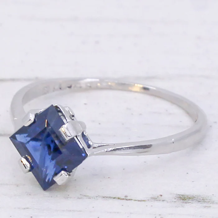 Vintage 1.44 Carat Unheated Sapphire Solitaire Ring, circa 1925