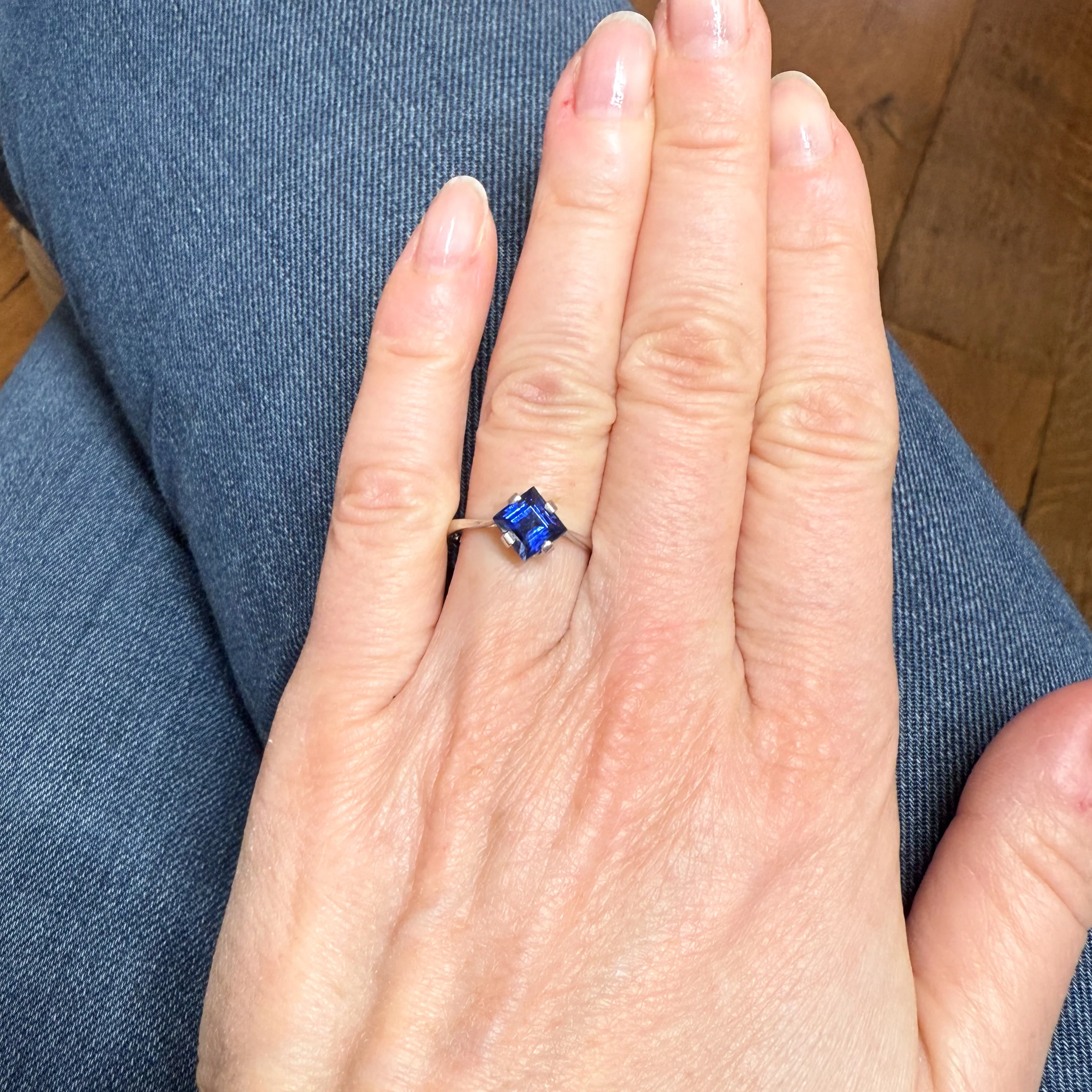 Vintage 1.44 Carat Unheated Sapphire Solitaire Ring, circa 1925 - Image 7