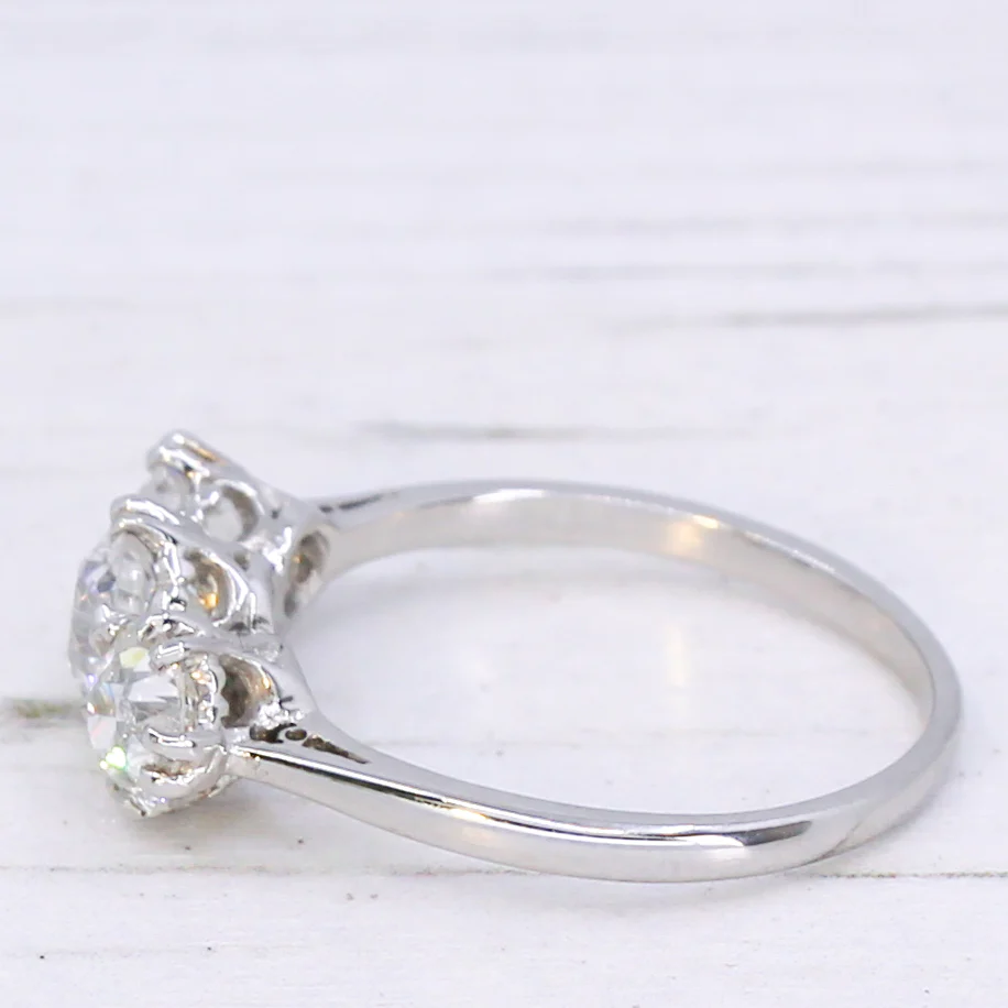 Vintage 1.48 Carat Old Cut Diamond Three Stone Ring, circa 1930 - Image 4