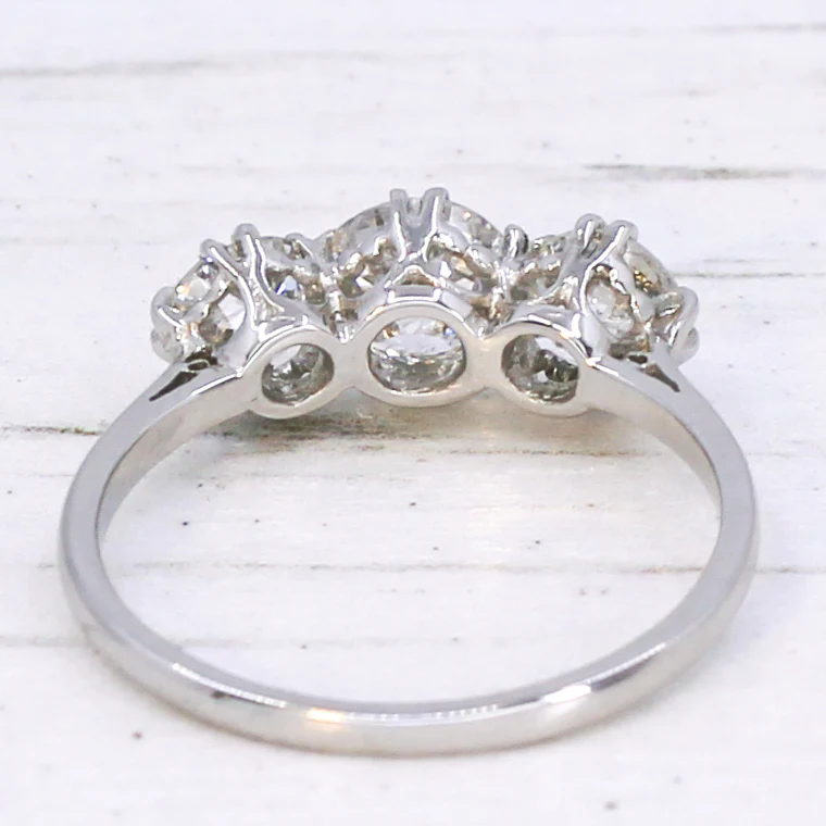 Vintage 1.48 Carat Old Cut Diamond Three Stone Ring, circa 1930 - Image 5