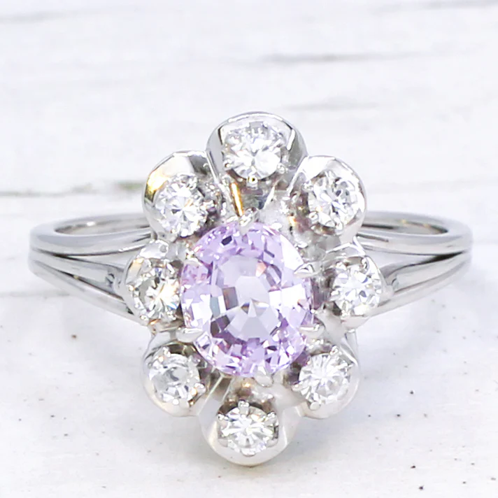 Vintage 1.50 Carat Unheated Pink Sapphire & Diamond Ring, circa 1975 - Image 3