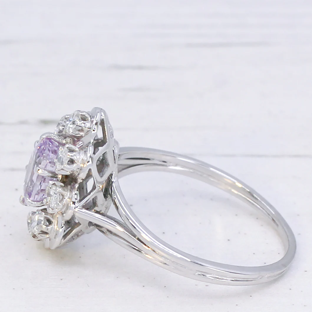 Vintage 1.50 Carat Unheated Pink Sapphire & Diamond Ring, circa 1975 - Image 4