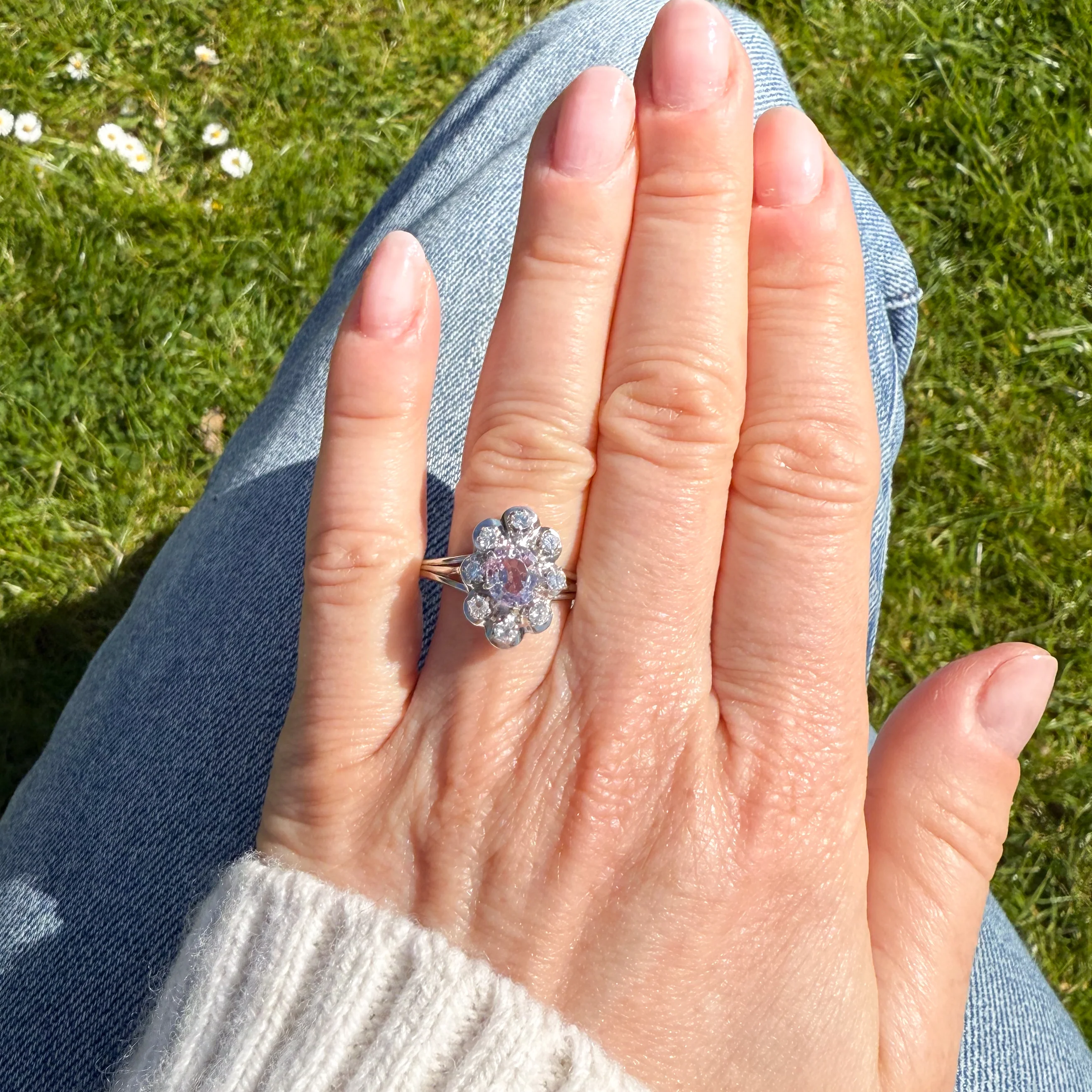 Vintage 1.50 Carat Unheated Pink Sapphire & Diamond Ring, circa 1975 - Image 6