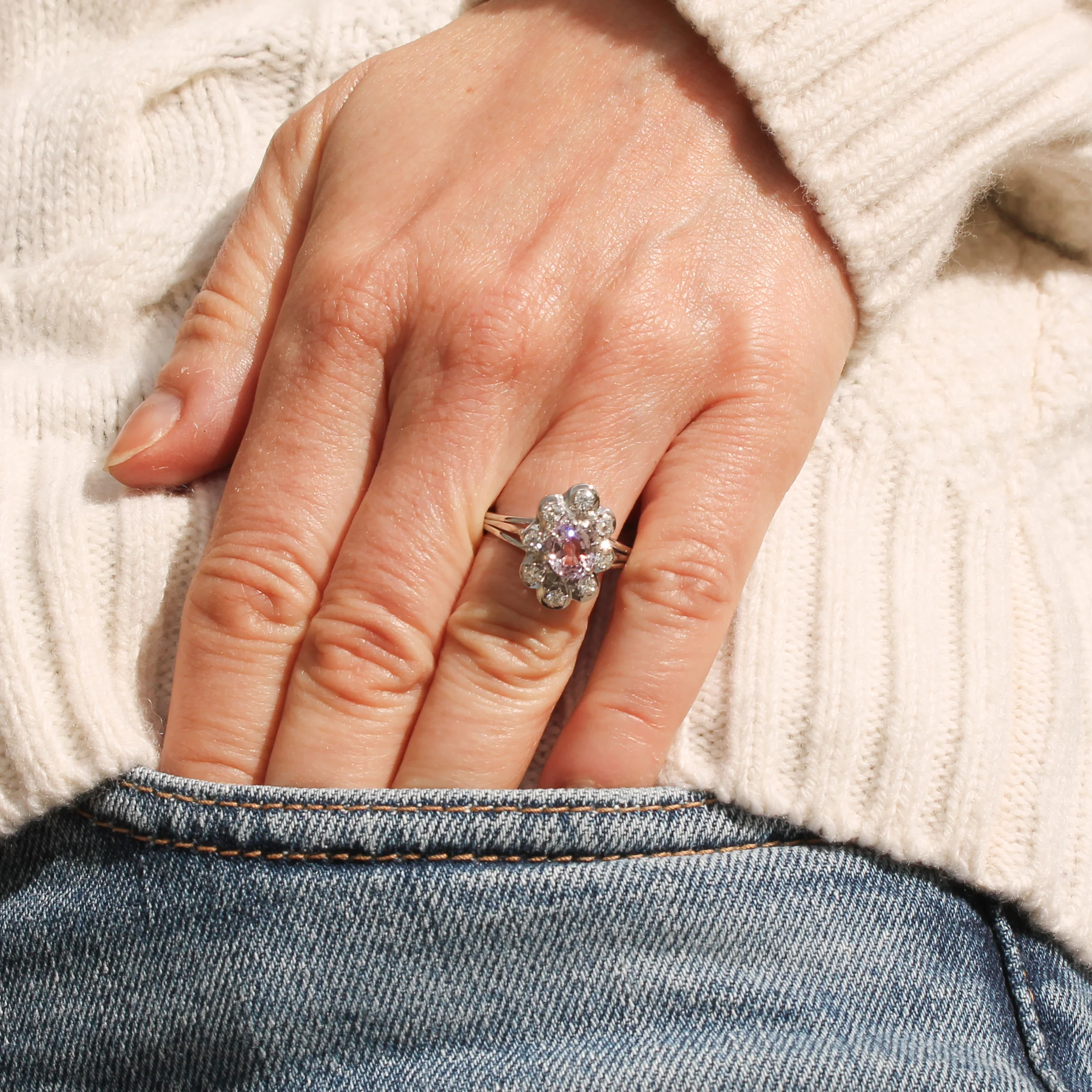 Vintage 1.50 Carat Unheated Pink Sapphire & Diamond Ring, circa 1975 - Image 7