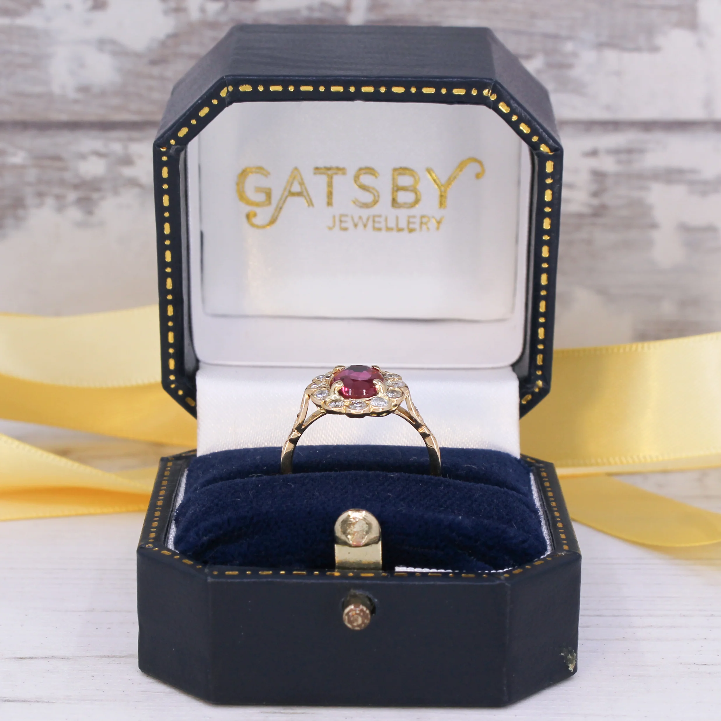 Vintage 1.70 Carat Unheated Ruby & Diamond Cluster Ring, circa 1970 - Image 8