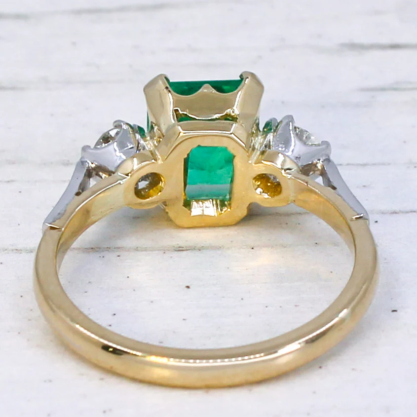 Vintage 1.80 Carat Minor Oil Colombian Emerald & Diamond Ring, circa 1930 - Image 5