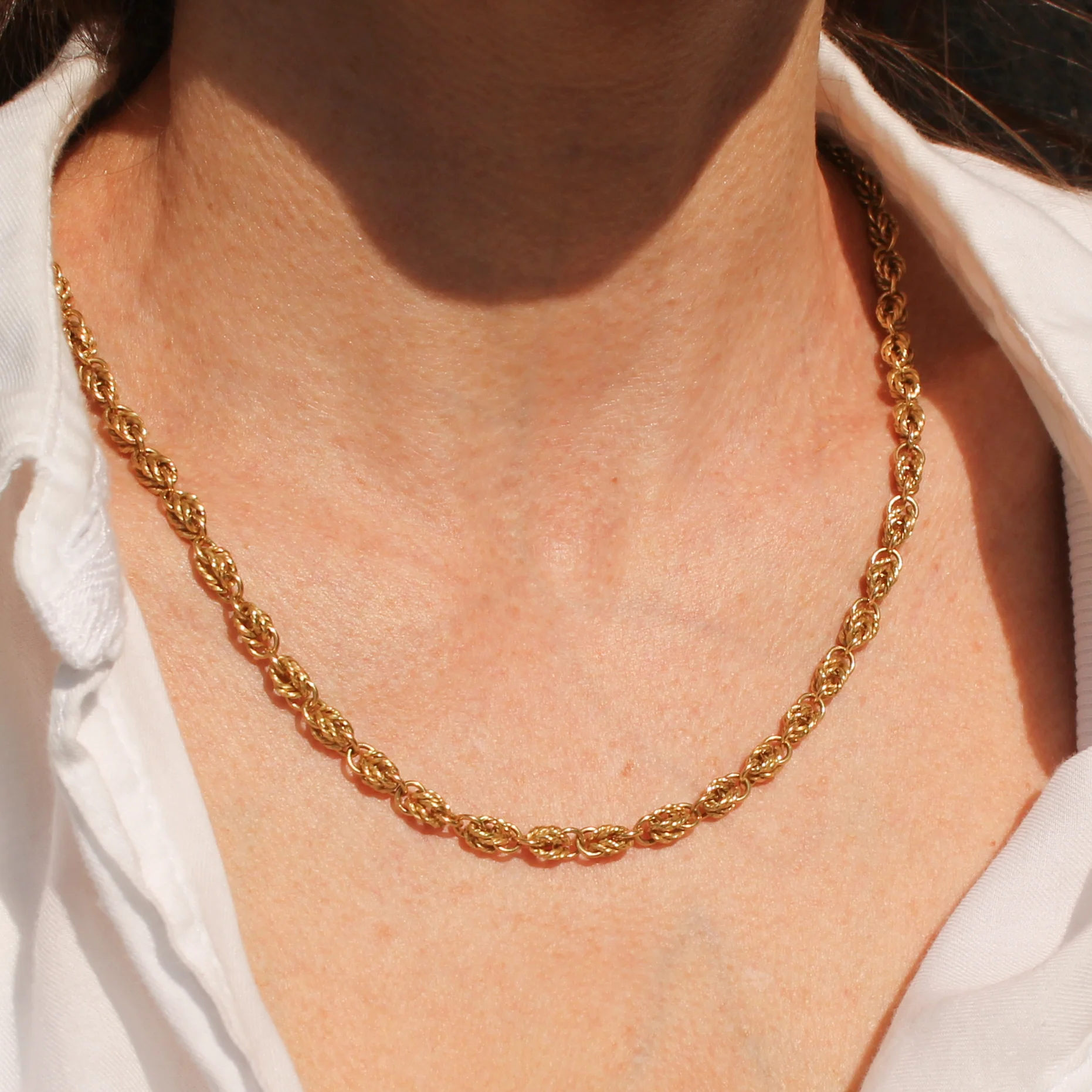 Vintage 18 Inch Fancy Rope Chain, 18k Gold, circa 1965 - Image 2