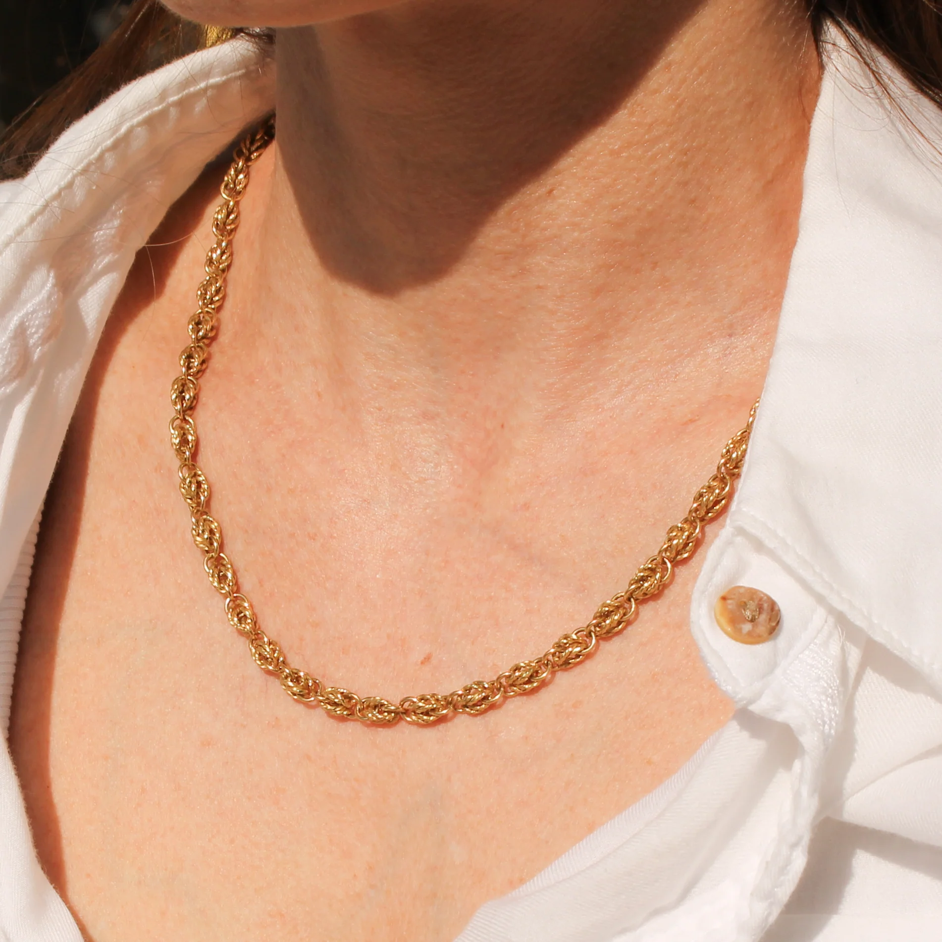 Vintage 18 Inch Fancy Rope Chain, 18k Gold, circa 1965 - Image 6